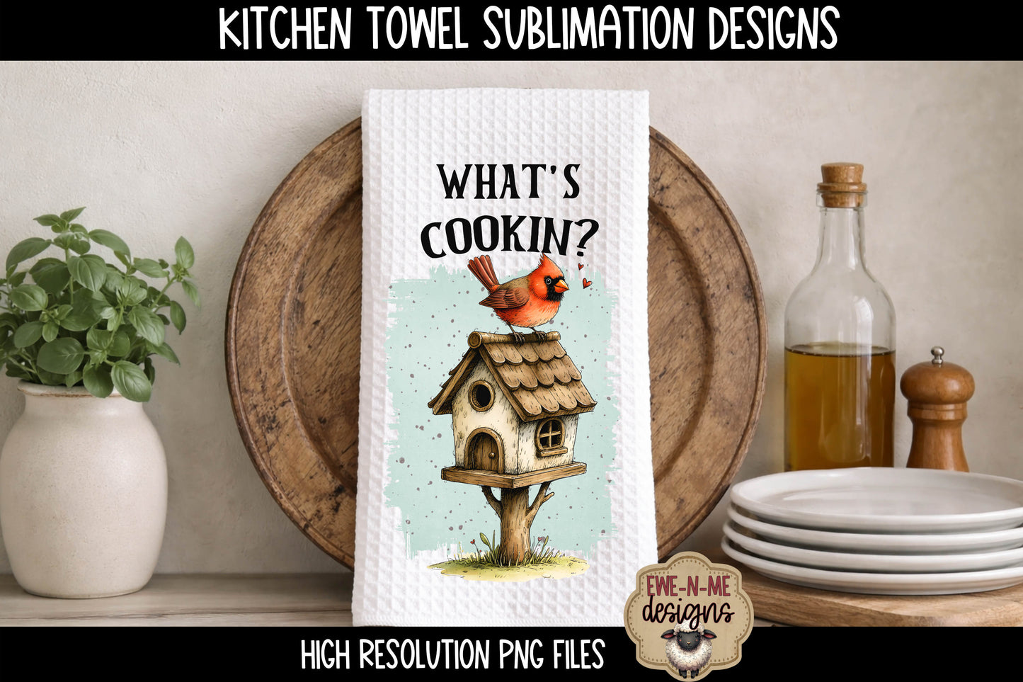Birds and Bird Houses - Bundle of 5 - Kitchen Towel Sublimation Designs