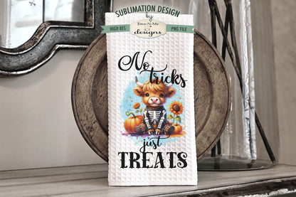 Halloween Highland Cow Skeleton - Kitchen Towel Sublimation Designs