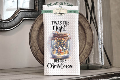 Night Before Christmas Village in Jar - Kitchen Towel Sublimation Designs