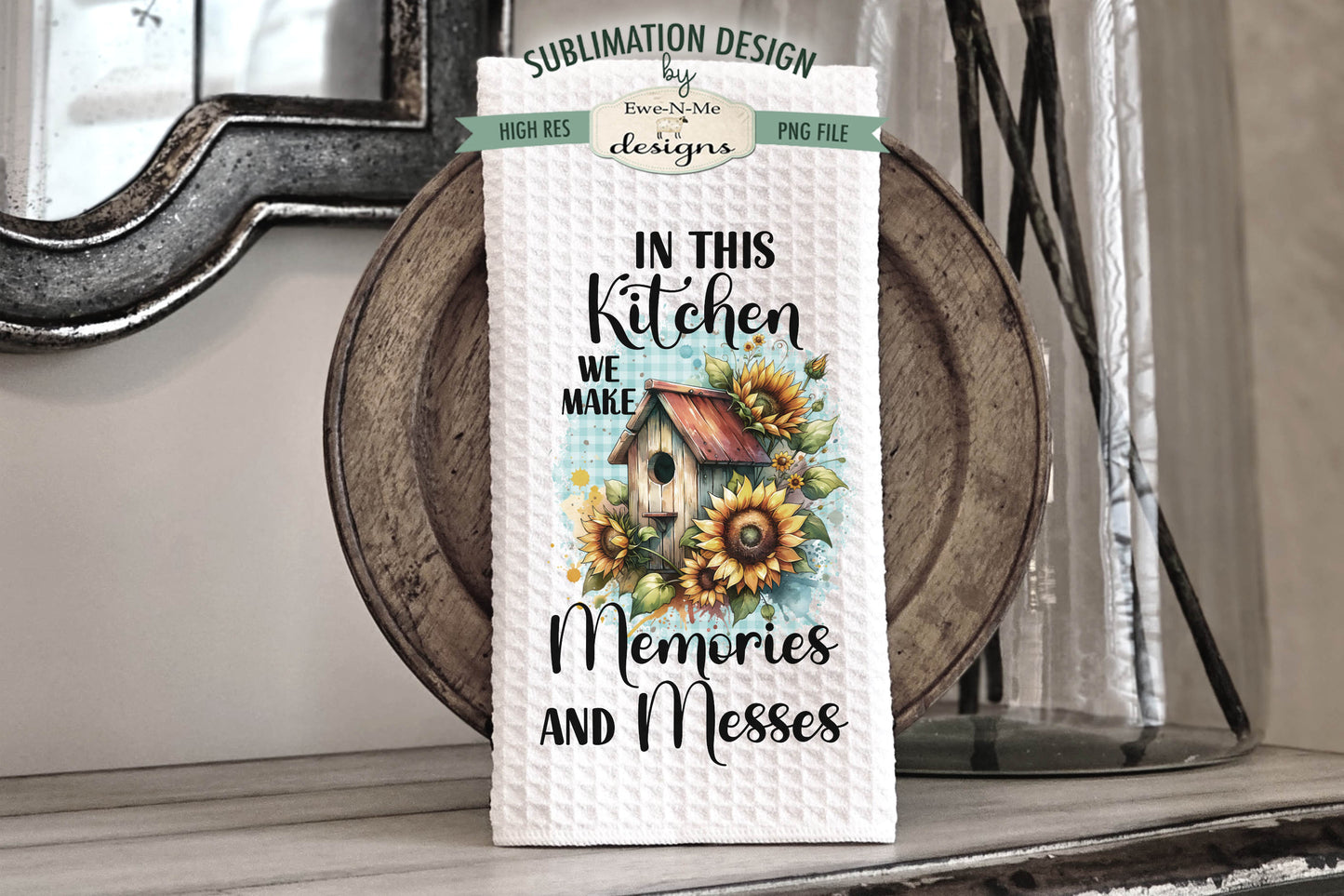 Rustic Bird Houses and Sunflowers - Kitchen Towel Sublimation Designs