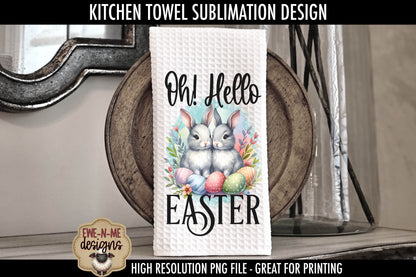 Easter Blessings Hello Easter Bunnies - Kitchen Towel Sublimation Designs