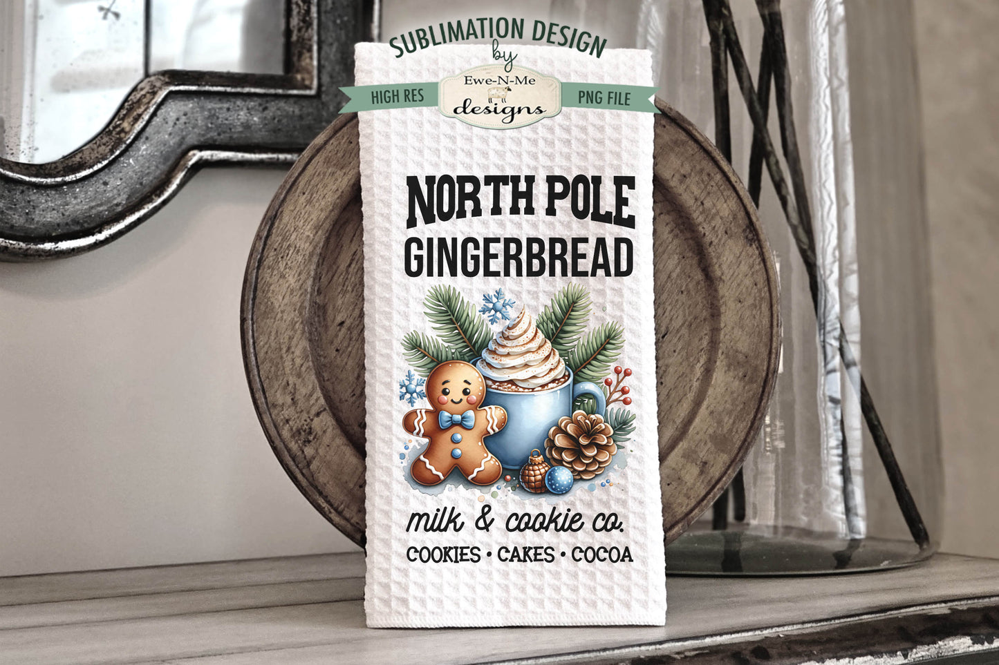 North Pole Gingerbread - Kitchen Towel Sublimation Designs