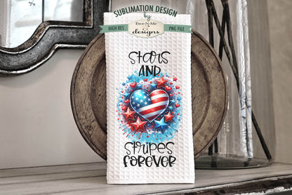 Patriotic Hearts and Stars - Kitchen Towel Sublimation Designs