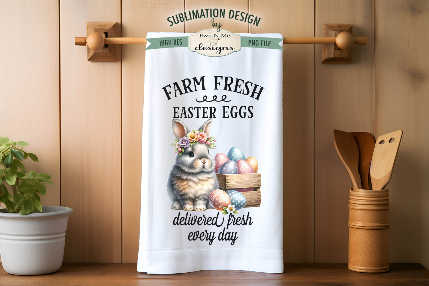 Cottontail Easter Eggs - Kitchen Towel Sublimation Designs