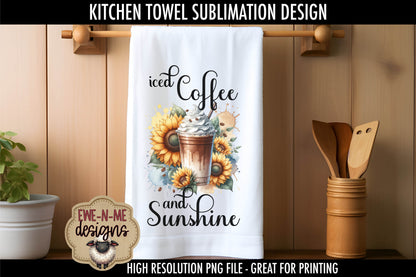 Iced Coffee and Sunflowers - Kitchen Towel Sublimation Designs