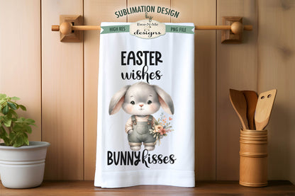 Spring Easter Bunny in Overalls - Kitchen Towel Sublimation Designs