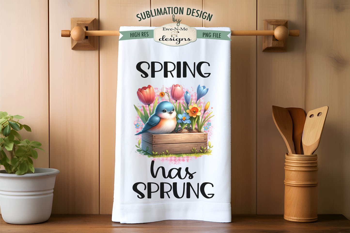 Spring Flowers and Birds - Kitchen Towel Sublimation Designs