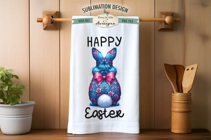 Floral Easter Bunnies with Fluffy Tail - Kitchen Towel Sublimation Designs