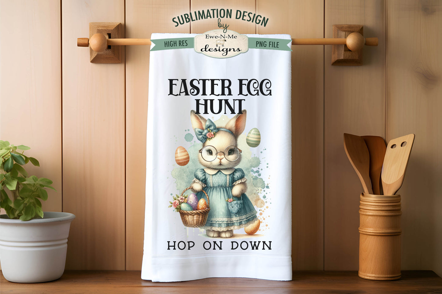 Vintage Easter Bunnies - Kitchen Towel Sublimation Designs