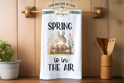 Spring Easter Bunnies with Fence - Kitchen Towel Sublimation Designs