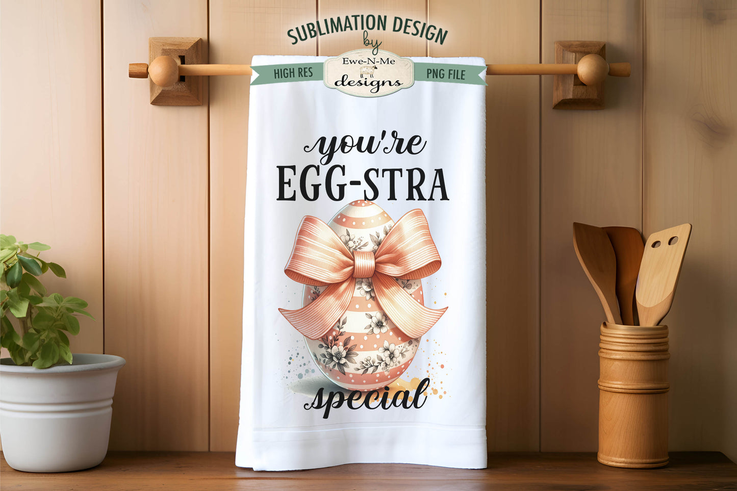 Easter Eggs with Coquette Bows - Kitchen Towel Sublimation Designs