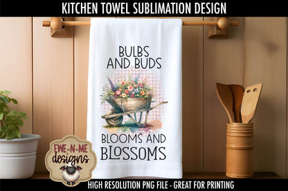 Spring Flowers Wheelbarrows - Kitchen Towel Sublimation Designs