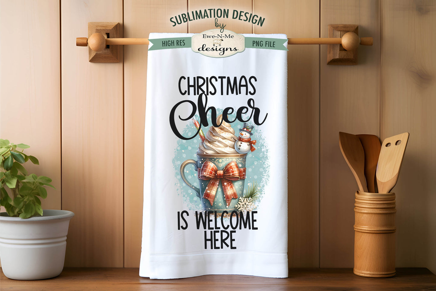 Christmas Cheer Snowman Mugs - Kitchen Towel Sublimation Designs