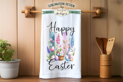 Easter Brush Stroke Spring Flowers - Kitchen Towel Sublimation Designs
