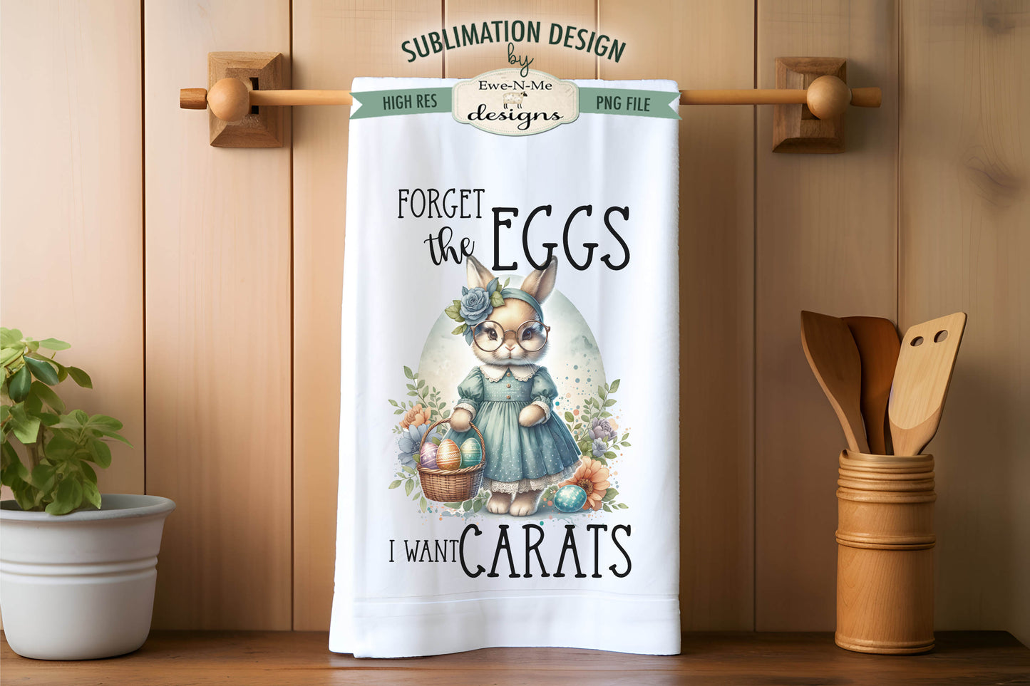 Vintage Easter Bunny Girls- Kitchen Towel Sublimation Designs