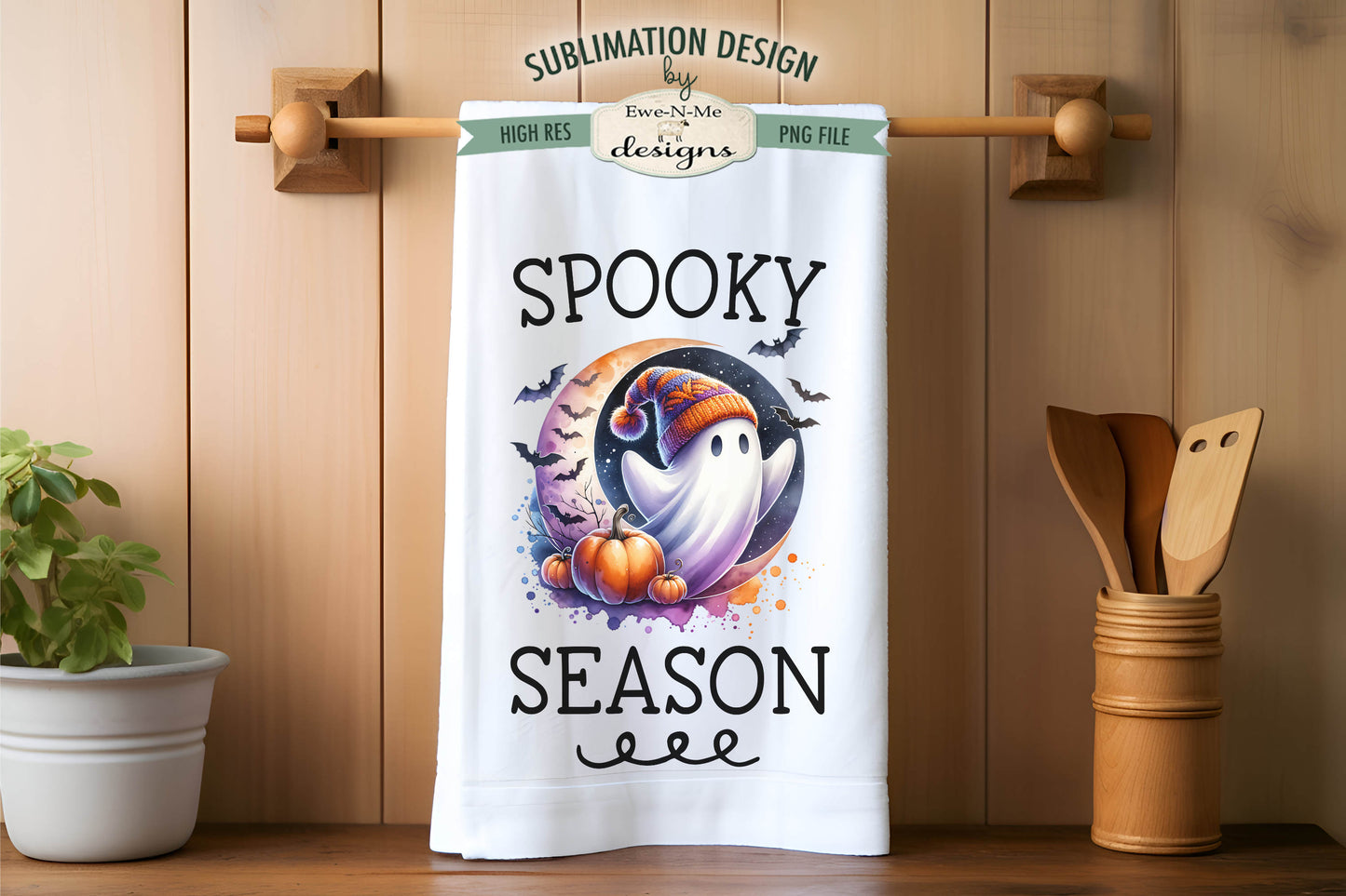 Halloween Ghost Spooky Season - Kitchen Towel Sublimation Designs