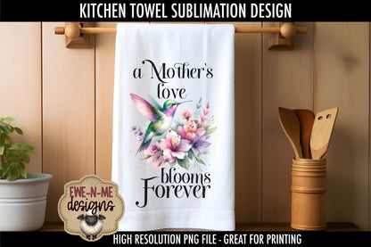 Mothers Day Hummingbird Flowers - Kitchen Towel Sublimation Designs