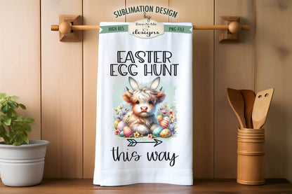 Easter Highland Cows Bunny Ears - Kitchen Towel Sublimation Designs