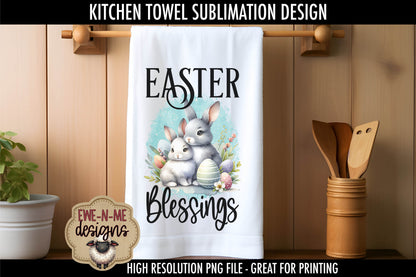 Easter Blessings Hello Easter Bunnies - Kitchen Towel Sublimation Designs