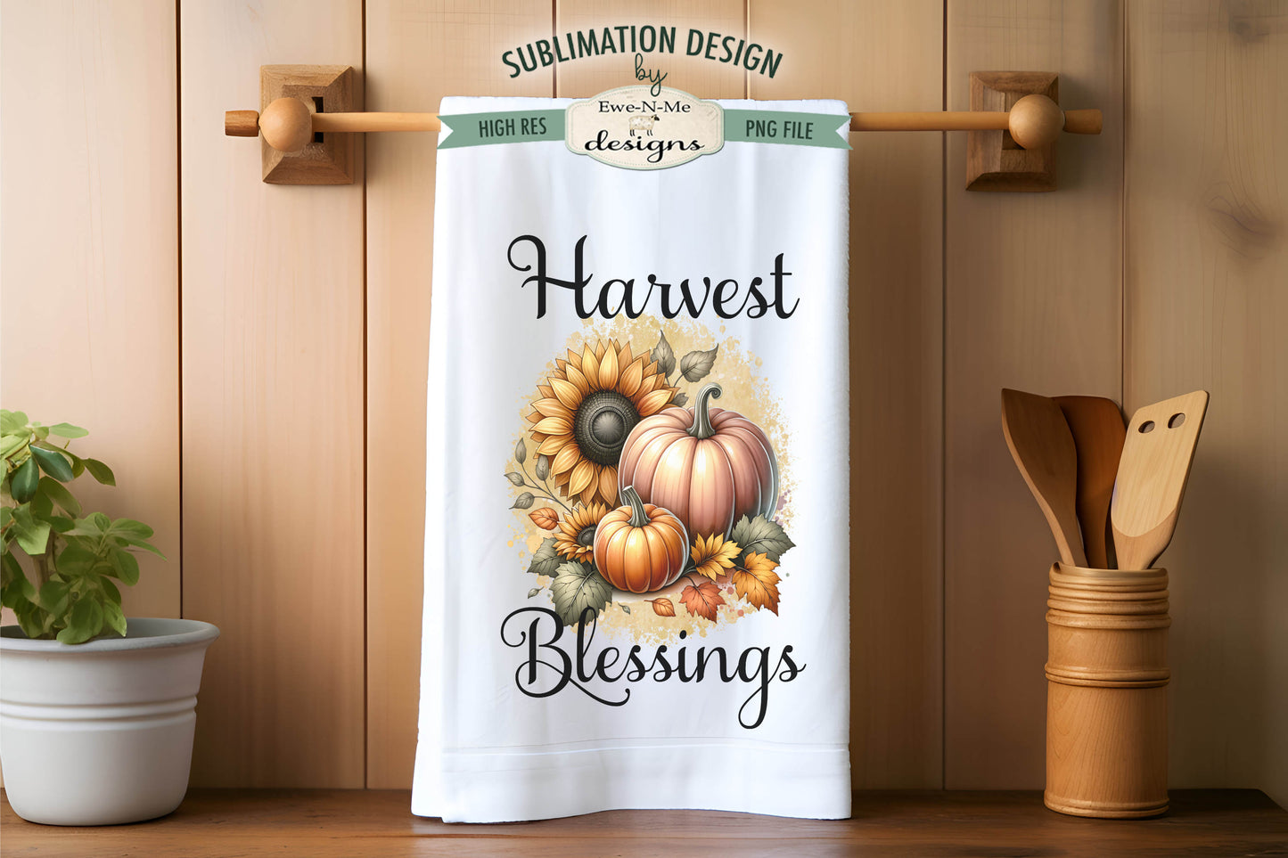 Harvest Pumpkins and Sunflowers - Kitchen Towel Sublimation Designs