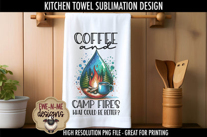 Coffee and Camping Camp Fire - Kitchen Towel Sublimation Designs