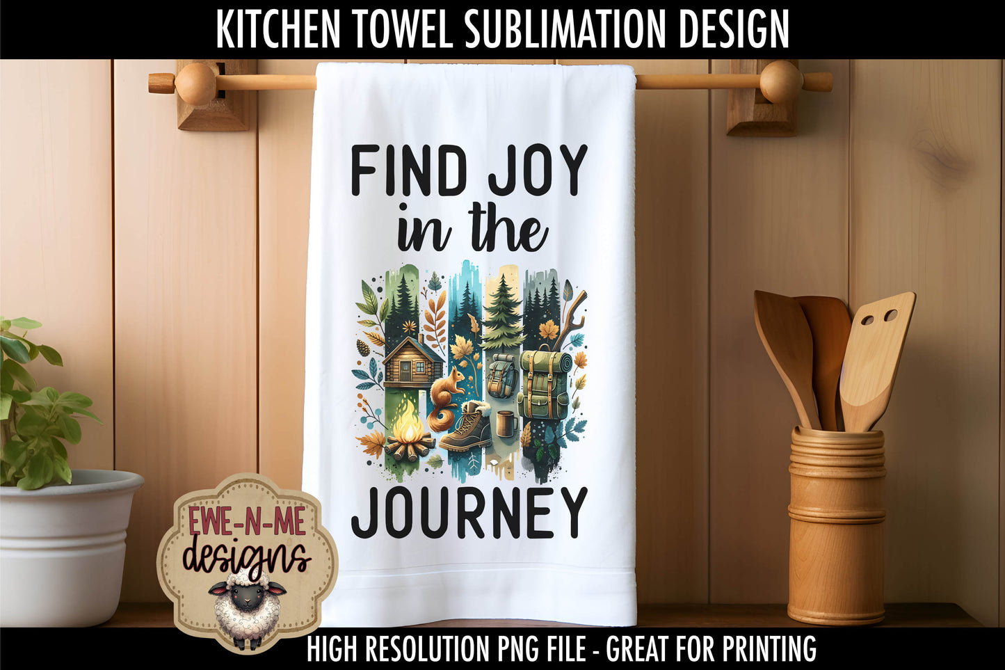 Camping Brushstrokes Fathers Day - Kitchen Towel Sublimation Designs