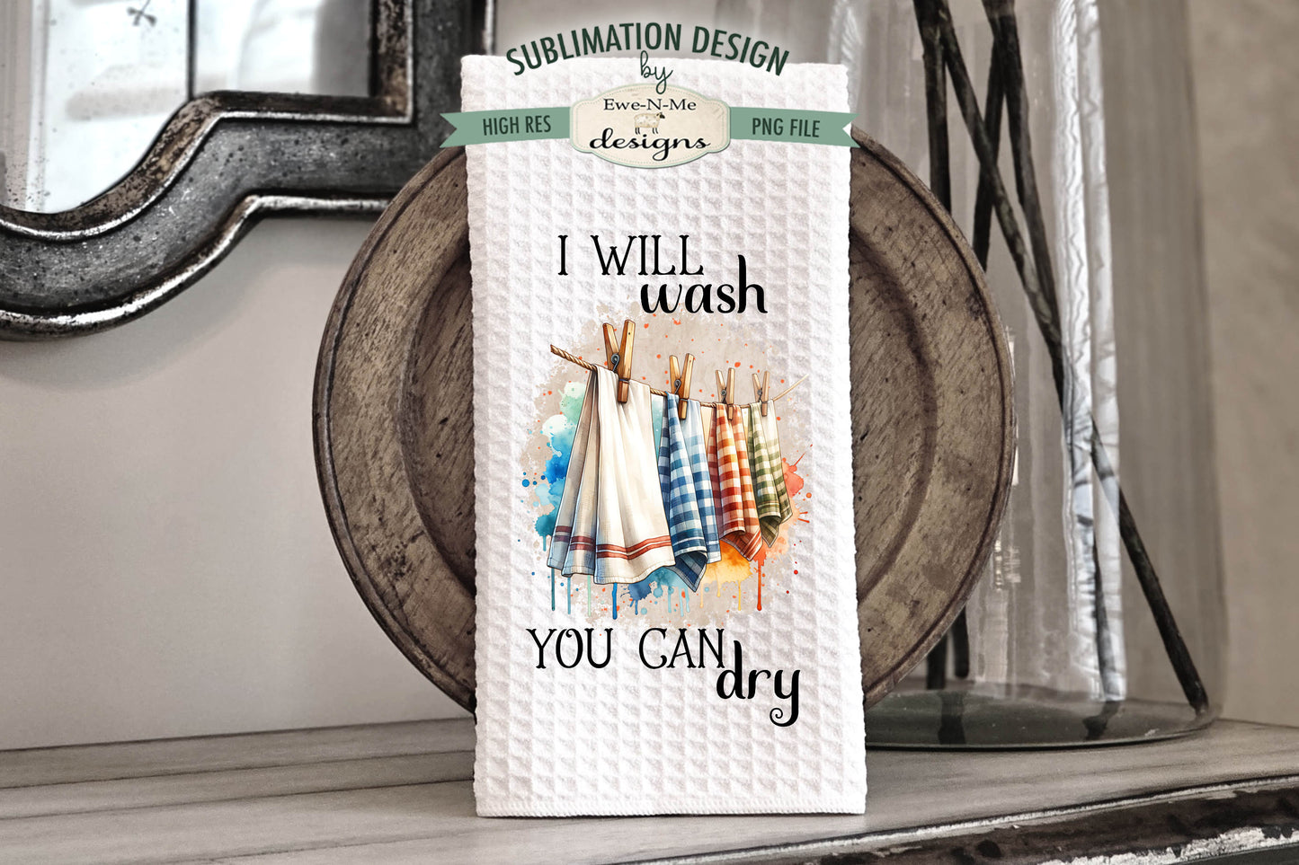 Country Towels on Clothesline - Bundle of 5 - Kitchen Towel Sublimation Designs