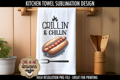 Grill Master Chillin Fathers Day - Kitchen Towel Sublimation Designs