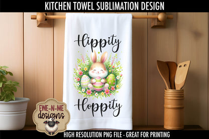 Easter Bunny With Decorated Eggs - Kitchen Towel Sublimation Designs