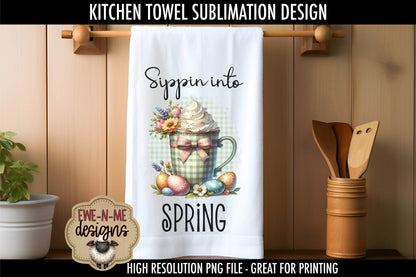 Plaid Spring Mugs With Easter Eggs - Kitchen Towel Sublimation Designs