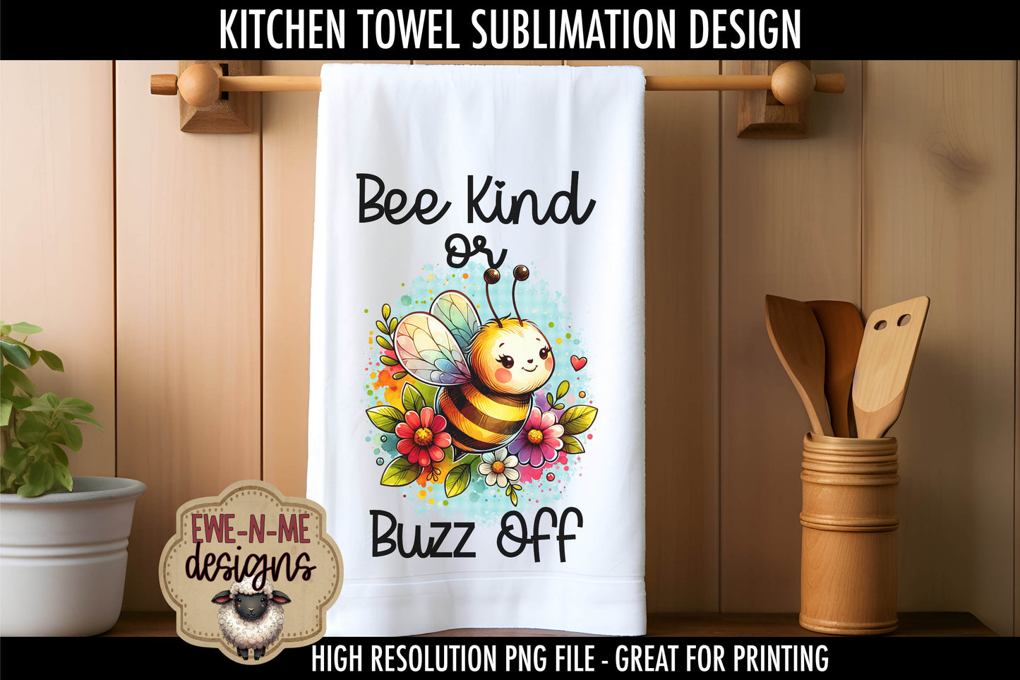 Cute Bees Bee Kind Bee Brave - Kitchen Towel Sublimation Designs