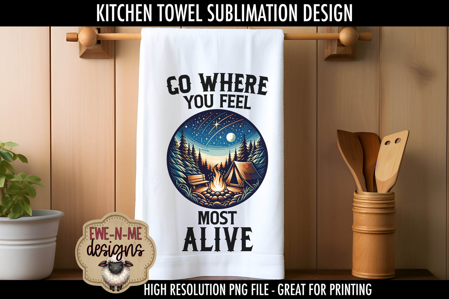 Tent Camping Outdoor Fathers Day - Kitchen Towel Sublimation Designs