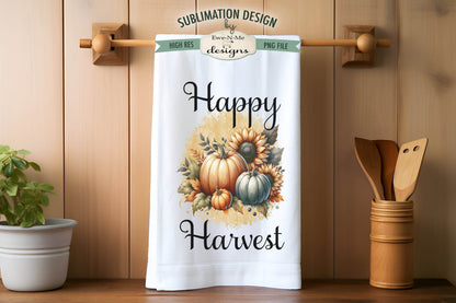 Harvest Pumpkins and Sunflowers - Kitchen Towel Sublimation Designs