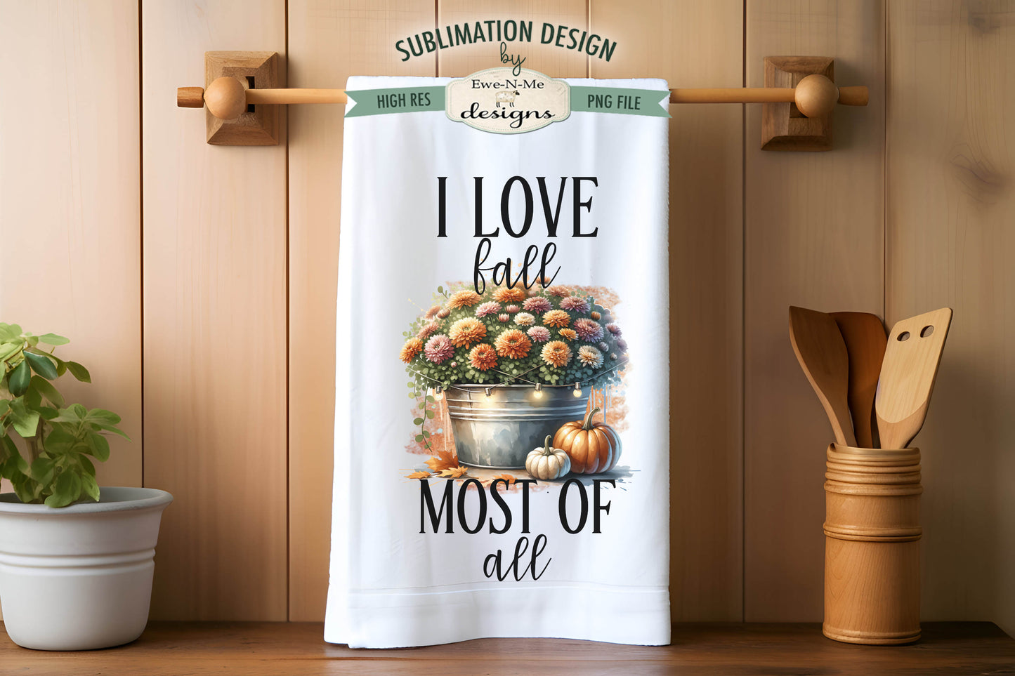 Fall Mums - Kitchen Towel Sublimation Designs