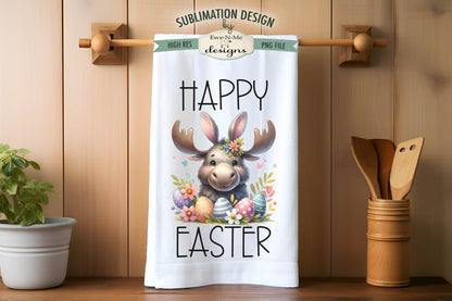 Easter Moose with Bunny Ears - Kitchen Towel Sublimation Designs
