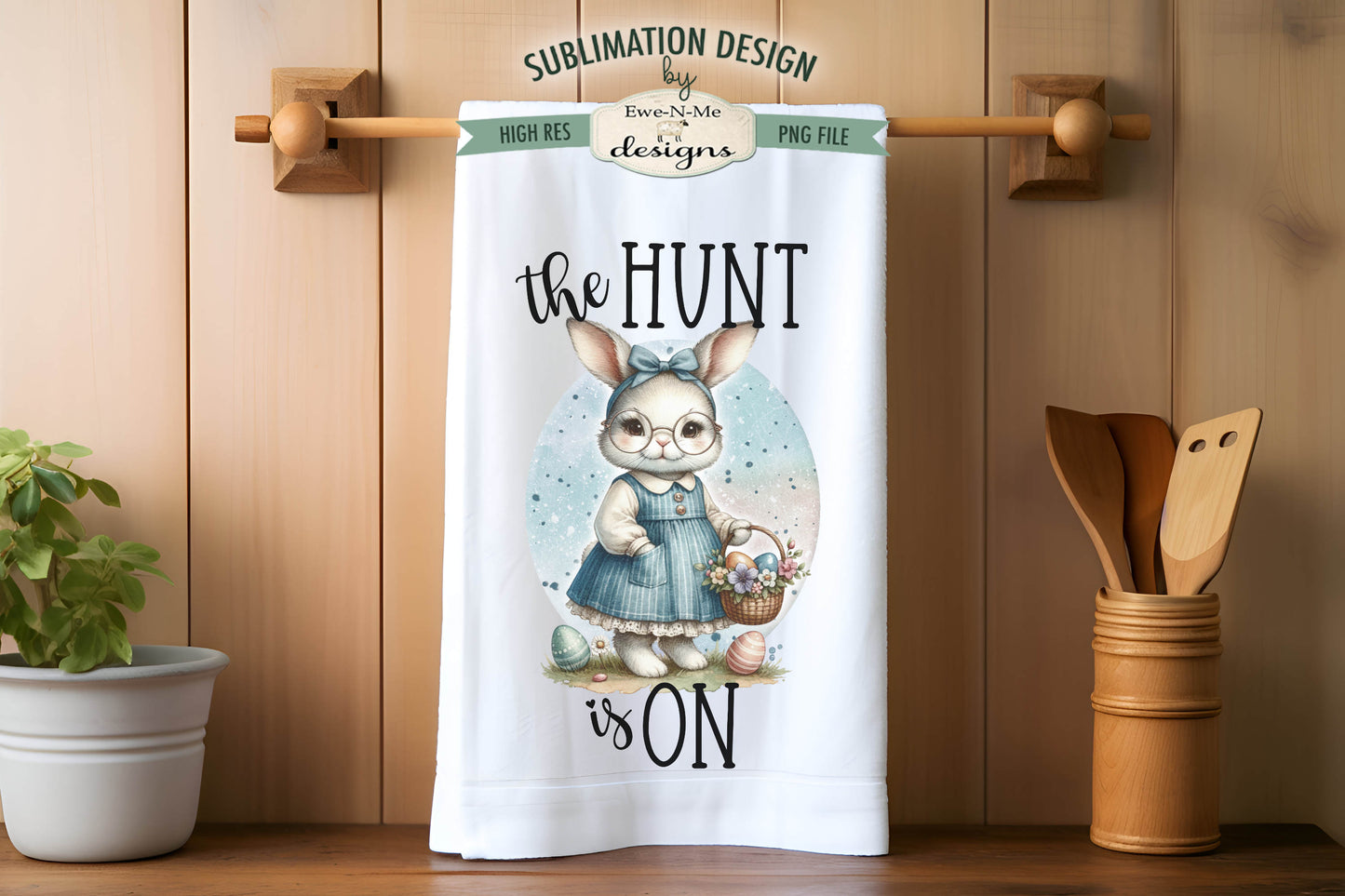 Vintage Easter Bunny Girls- Kitchen Towel Sublimation Designs