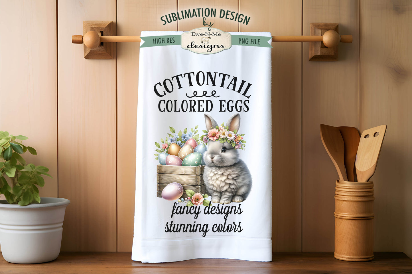 Cottontail Easter Eggs - Kitchen Towel Sublimation Designs