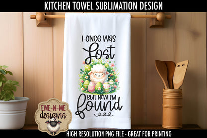 Easter Sheep With Decorated Eggs - Kitchen Towel Sublimation Designs