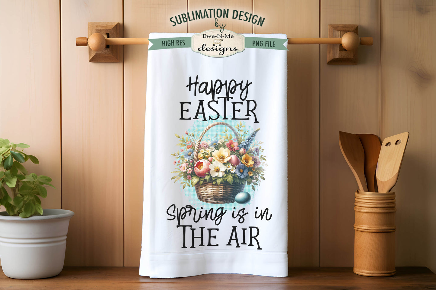 Floral Easter Baskets - Kitchen Towel Sublimation Designs