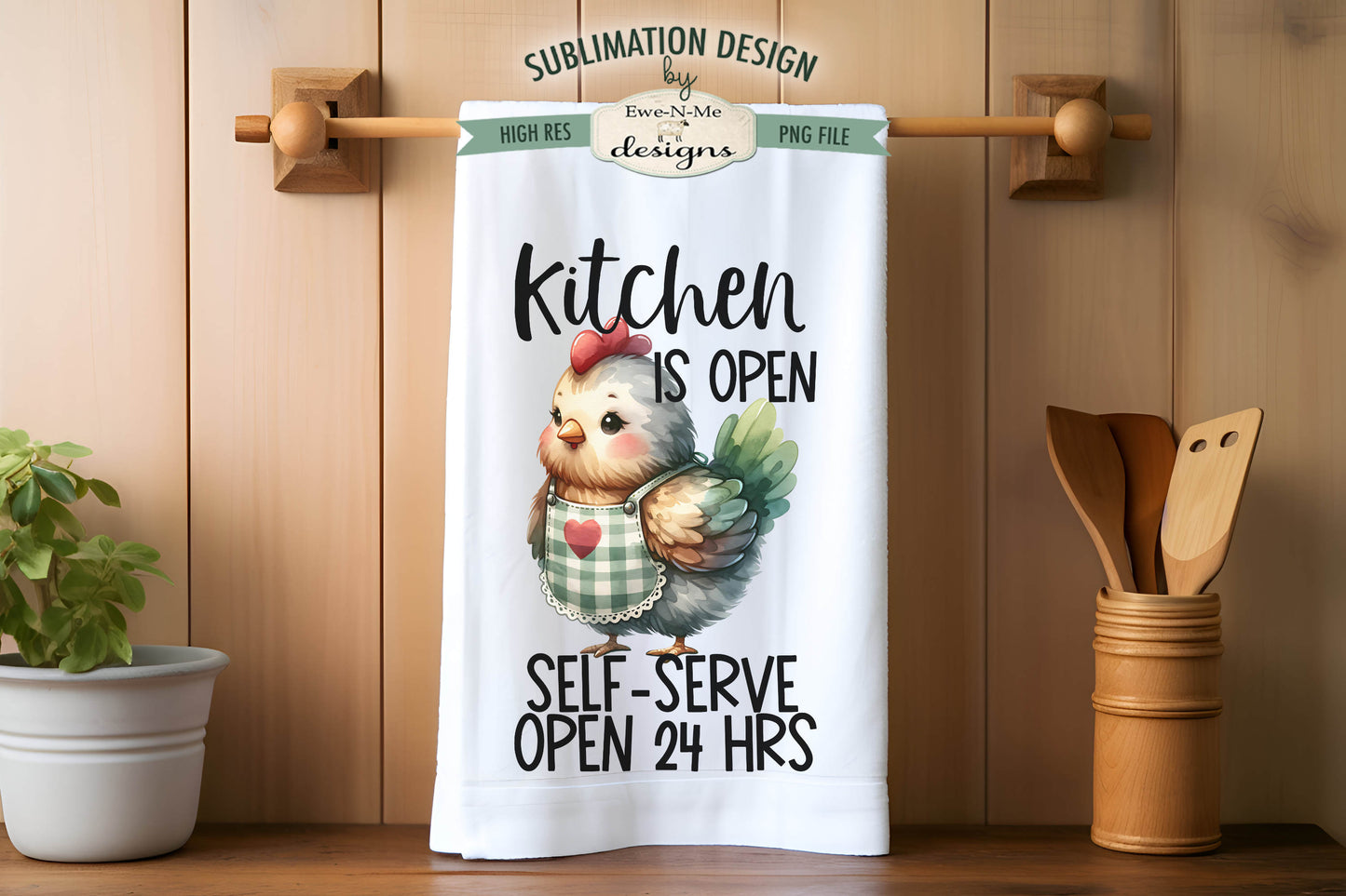 Funny Sassy Chickens in Aprons - Kitchen Towel Sublimation Designs