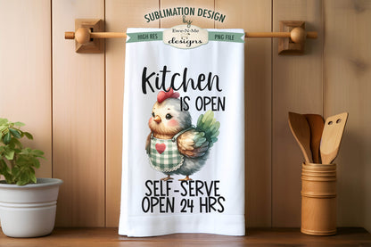 Funny Sassy Chickens in Aprons - Kitchen Towel Sublimation Designs