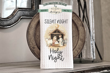 Nativity Silent Night Themed - Bundle of 5 - Kitchen Towel Sublimation Designs