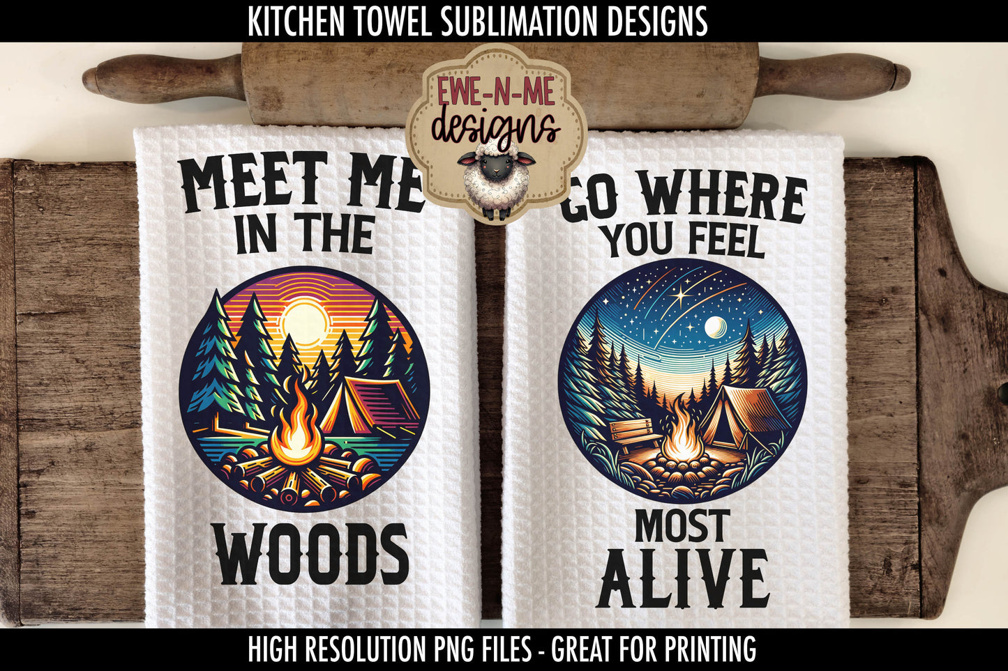 Tent Camping Outdoor Fathers Day - Kitchen Towel Sublimation Designs