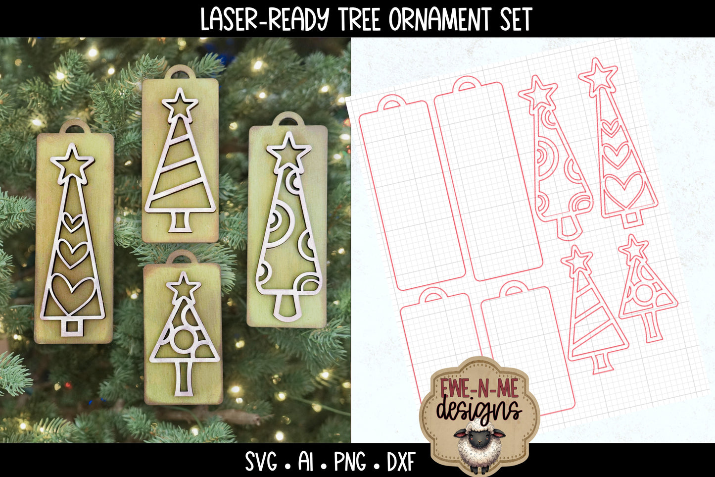 Christmas Tree Tag Ornaments | Laser Cut SVG Files