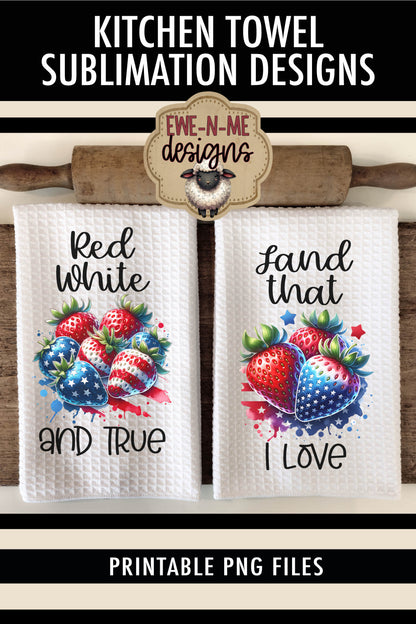 Patriotic Strawberries - Kitchen Towel Sublimation Designs
