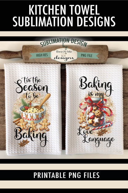 Christmas Baking - Kitchen Towel Sublimation Designs