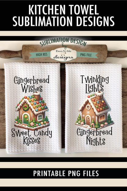 Gingerbread Houses - Kitchen Towel Sublimation Designs
