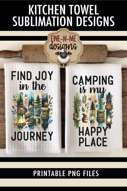 Camping Brushstrokes Fathers Day - Kitchen Towel Sublimation Designs