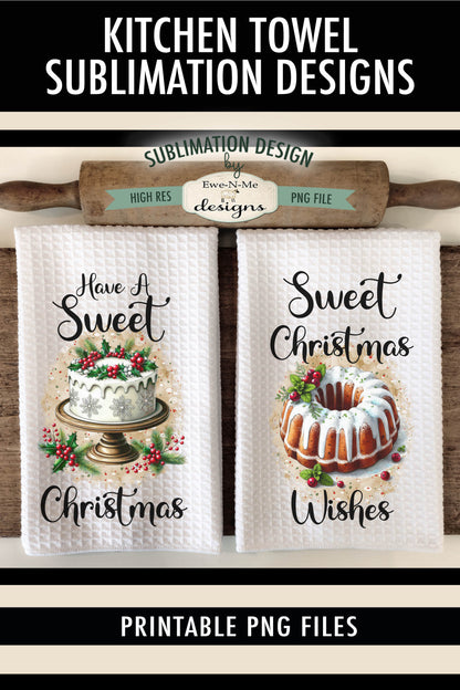 Sweet Christmas Cakes - Kitchen Towel Sublimation Designs