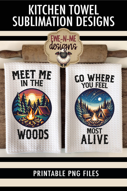 Tent Camping Outdoor Fathers Day - Kitchen Towel Sublimation Designs